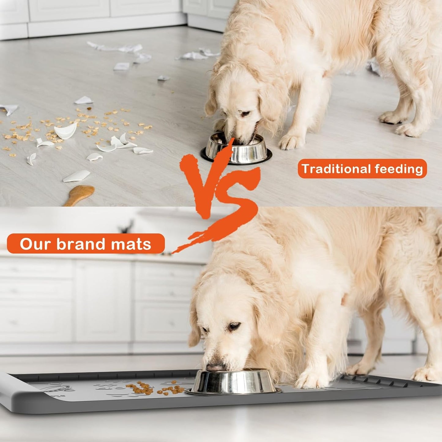 Tomxcute Non-Slip Waterproof Pet Placemat For Medium and Small Pet (36" *24", Grey)