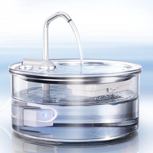 Tomxcute Glass Cat Water Fountain - 108oz/3.2L Ultra-Quiet Cat Fountain for Drinking, Elegant Easy to Clean Glass Pet Water Fountain for Cats, Small Dogs, Multiple Pets, Model Number P11G1