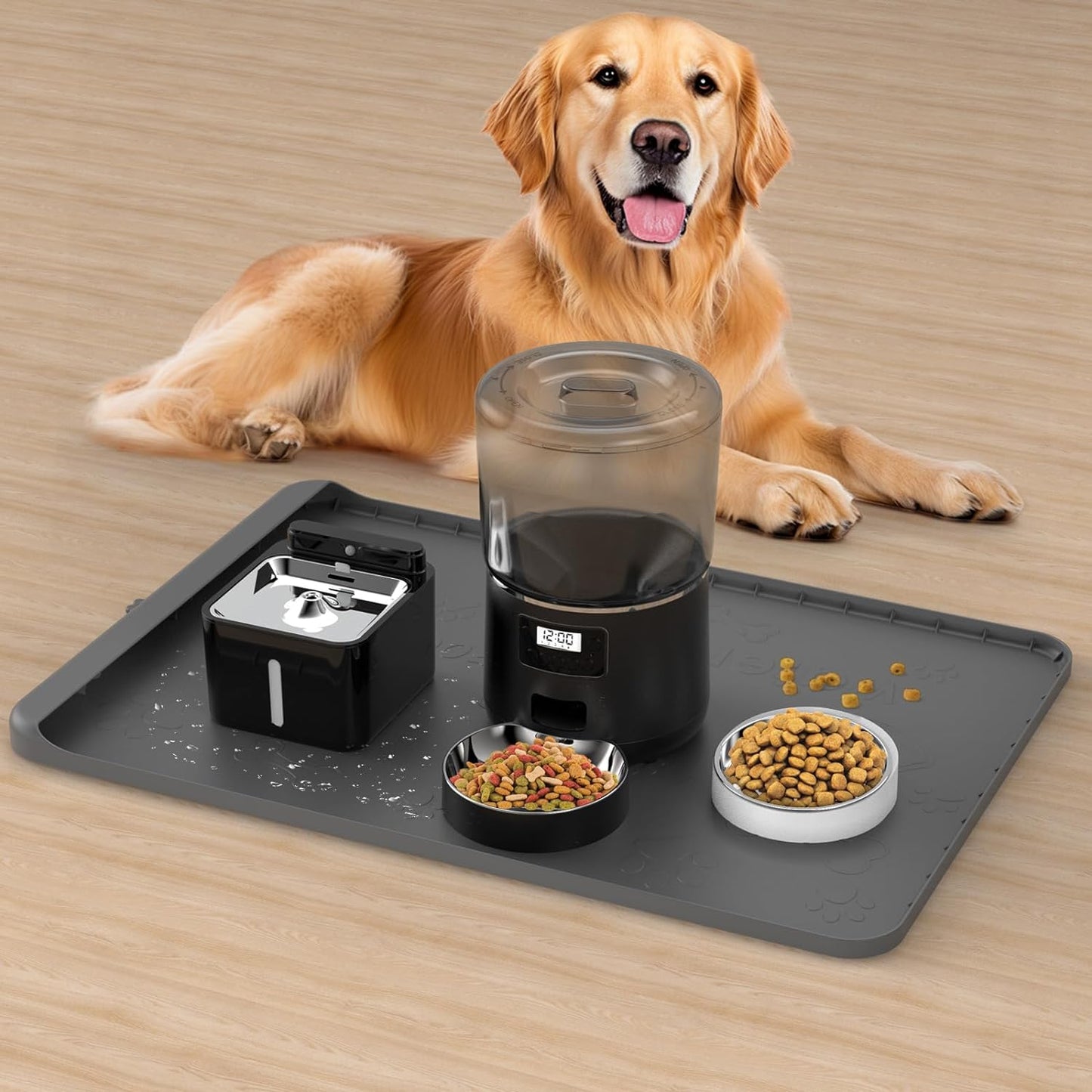Tomxcute Non-Slip Waterproof Pet Placemat For Medium and Small Pet (36" *24", Grey)
